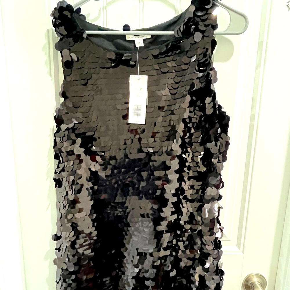 Banana Republic, NWT, size 12. Black paillette min dress. Never worn.